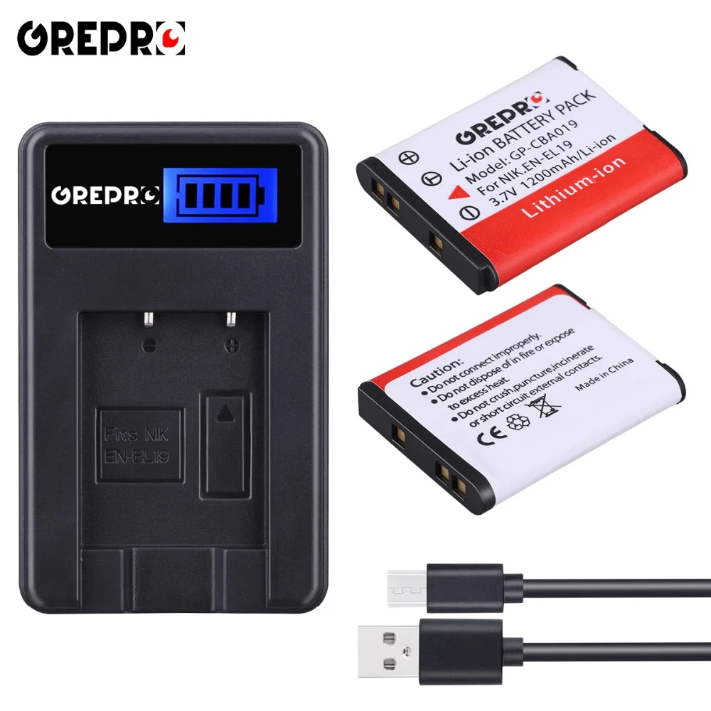 1200 мА/ч, EN-EL19 RU EL19 Камера Батарея+ ЖК-дисплей USB Зарядное устройство для Nikon S100 S2500 S2600 S3100 S3200 S3300 S4100 S4200 S4300 S6500