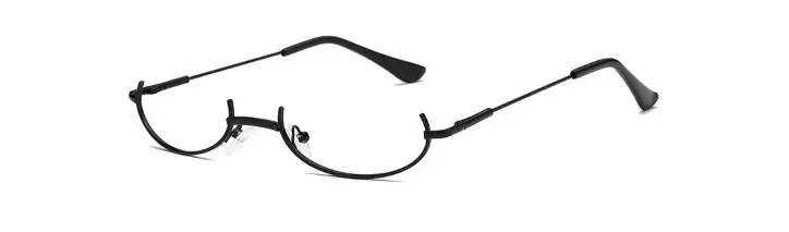 C1 black frame Модные овальные очки без линз, женские декоративные очки для красоты, полуоправа, маленькие круглые очки, металлические оправы для очков - Цвет оправы: C1 black frame