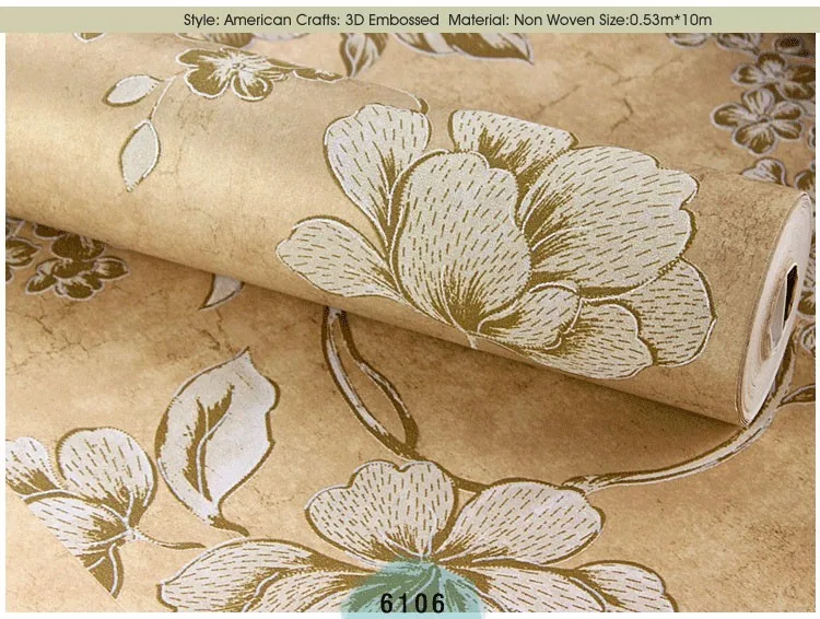 American Style Wallpaper Vintage Flower 3d Rustic Wall Paper For Walls