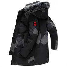 Новое модное мужское пальто зимняя куртка с лисьим меховым воротником, теплая Базовая канадская куртка на молнии, парка с капюшоном, пуховик