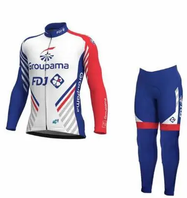 pro team groupama FDJ Велоспорт Джерси наборы с длинным рукавом велосипедная одежда 9D гелевые прокладки наборы