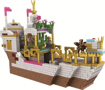 

Princess Boat Castle Building Block Diamond Bricks Pirate Ship Mini Toy Figure For Children with 1500pcs Bricks