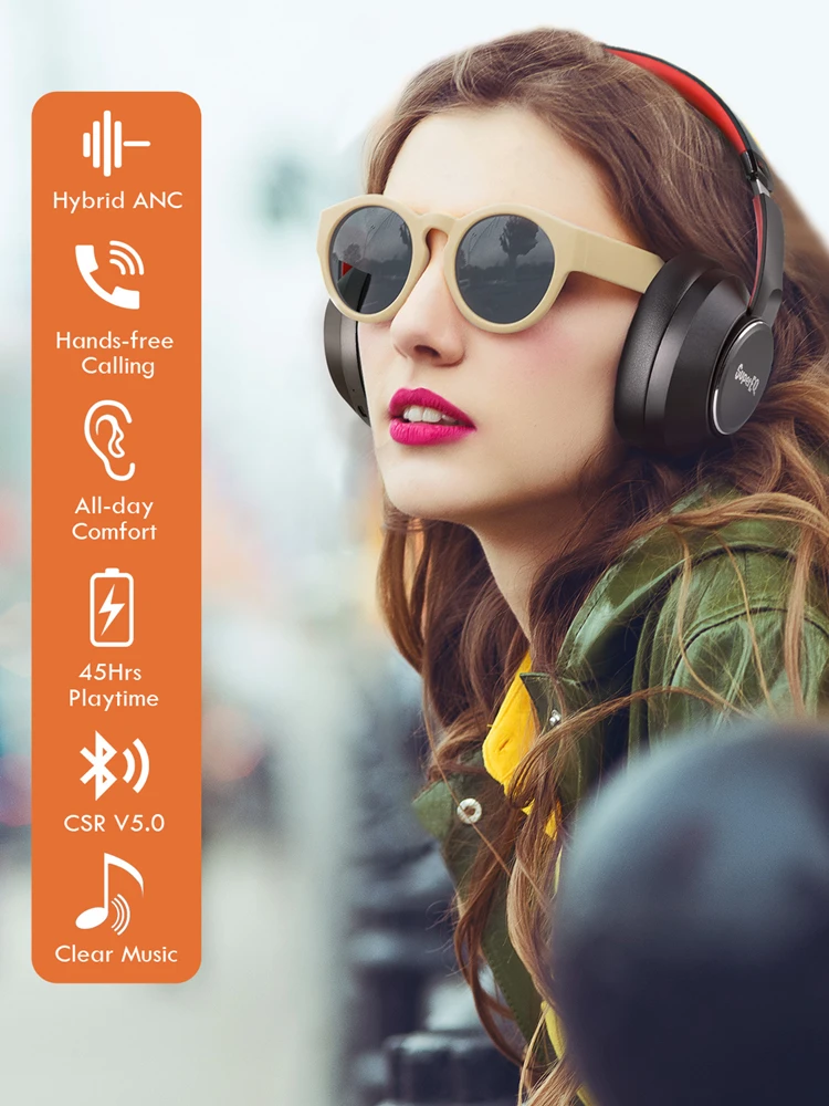 SuperEQ S1 Hybrid ANC Wireless Headphones Foldable Bluetooth Headset HiFi Stereo Active Noise Cancelling Music Earphone with Mic