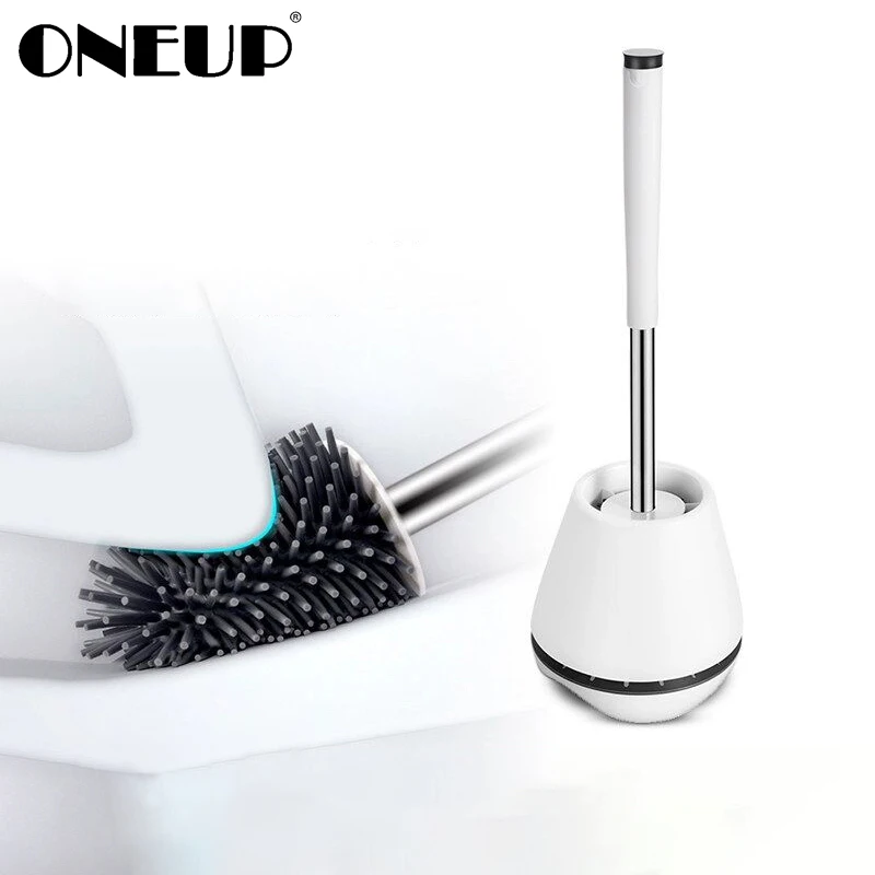 ONEUP TPR щетка для унитаза, силиконовая мягкая щетка для чистки, головка для унитаза, длинная ручка, инструмент для чистки с основанием, аксессуары для ванной комнаты