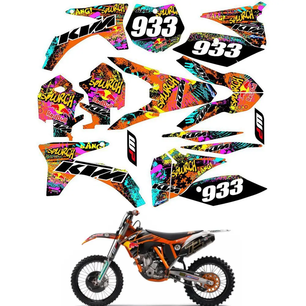 

For 2011 2012 KTM SX SXf 125 150 250 350 450 Customized Number Graphics Backgrounds Stickers Kit Decal