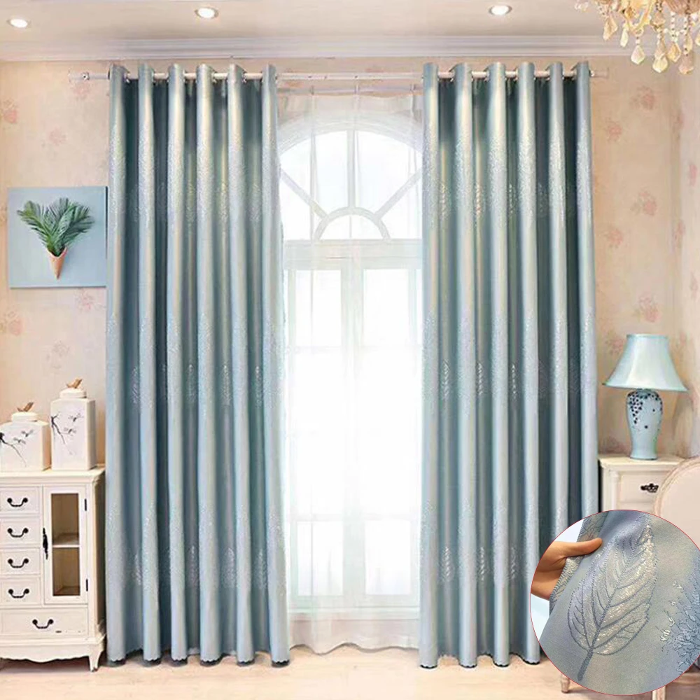 

Luxury Modern Blackout Curtains for Living Room The Bedroom Curtains Drapes On the Window Kitchen Blue Grey Leaves The Curtains
