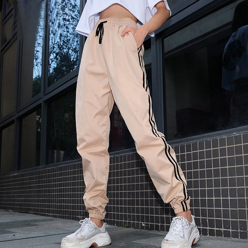 

Casual Pants Women's Sweatpants And Joggers Patchwork Striped Sweat Pants 2019 New Spring Autumn High Waist Trousers