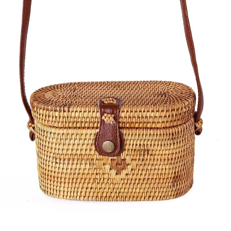 

Bali Rattan Bags Luxury Designer Women Handbags Messenger Bag Summer Straw Beach Travel Bag