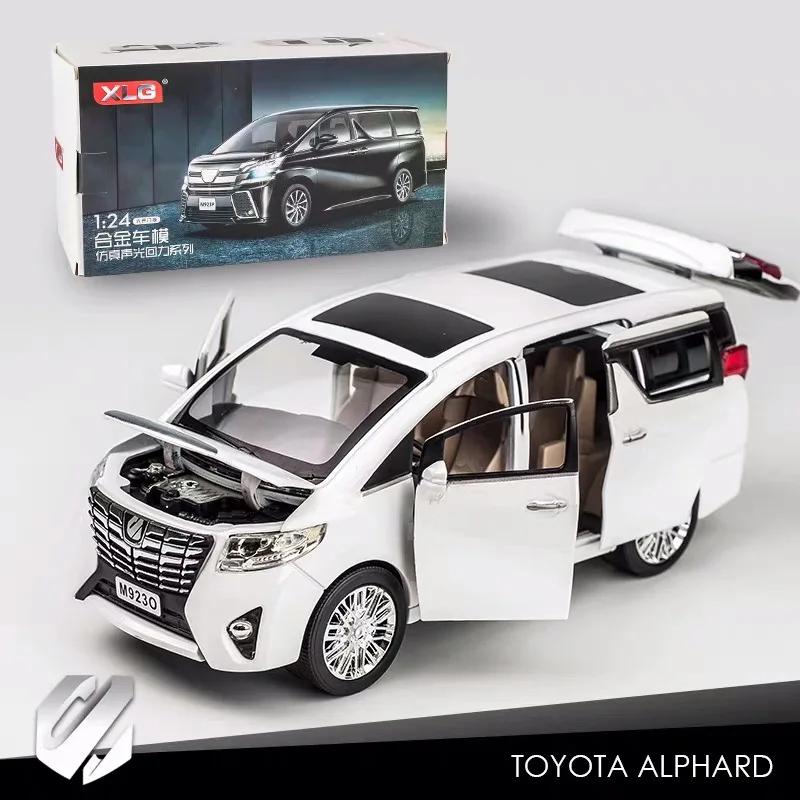 KIDAMI Тойота Elfa 1:24 сплав Модель автомобиля игрушки высокая имитация оттягивать звук и светильник, 6 с открывающимися дверцами коллекция для детей Подарки - Цвет: Alpha M923O white