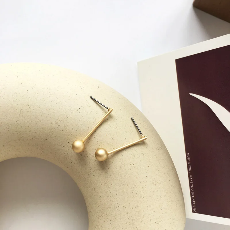 Timlee E087 Cute Retro Geometry Round Beads Matte Alloy Studs Earrings Fashion Jewelry wholesale. | Украшения и аксессуары
