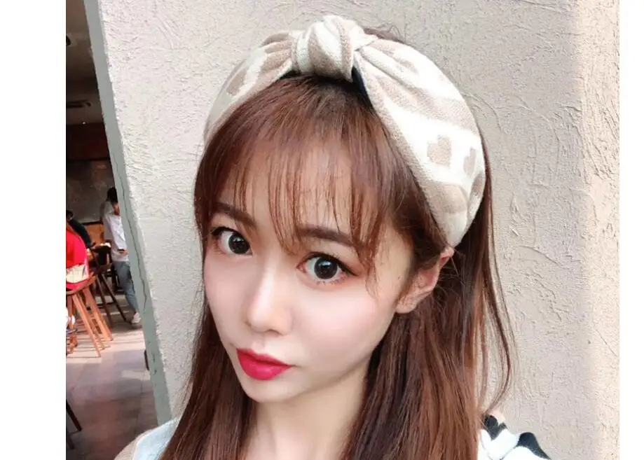 Autumn and winter new cashmere wool hairbands wide side warm middle knotted headbands