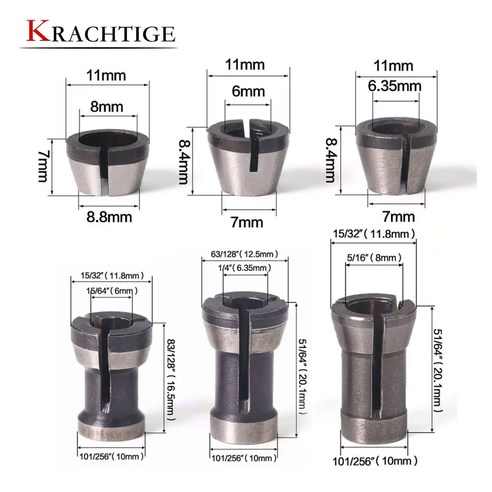 3pcs/lot High Precision Adapter collet shank router tool Adapters holder 6mm/6.35mm/8mm | Инструменты