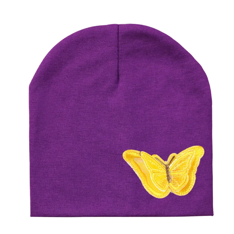 New Baby boy girl hat color butterfly cloth sticker Toddler Infant Beanie Hat Spring Autumn Winter Children's Hats kids beanies