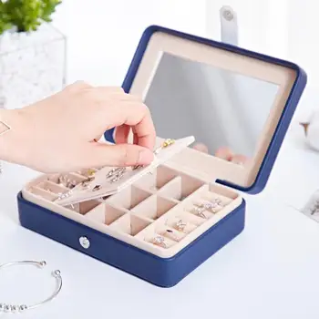 

Portable PU Leather Jewelry Box Earrings Storage Display Organizer Bracelet Case Fashionable Liberal Simplicity Appearance