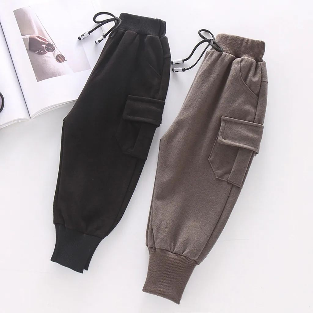 Harem Pants Boys Children Sport Pants Plaid Patchwork Long Pants Boys Harem Pants Loose Pants Autumn Pocket Outfits N8