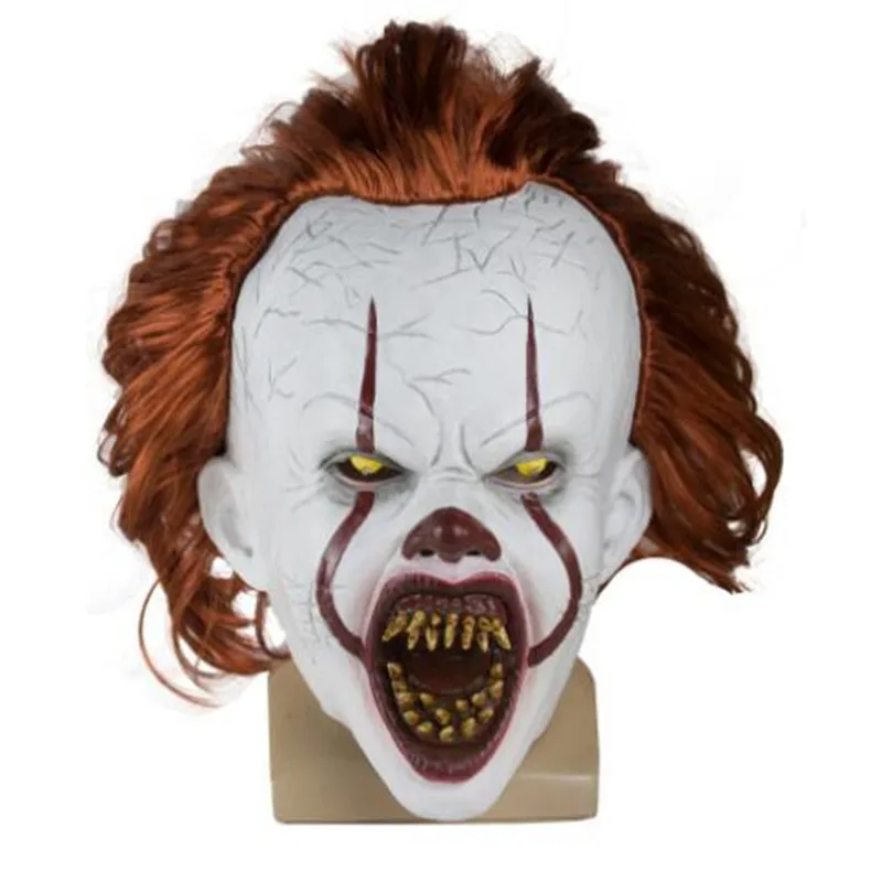 Это: вторая часть маски Pennywise страшный клоун Джокер маска глаза будут блестеть клоун латексная маска Хэллоуин косплей это: вторая часть