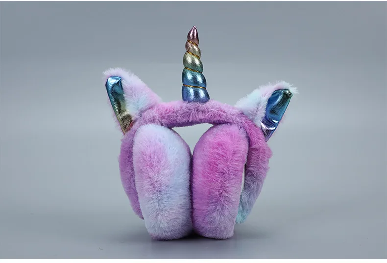 Ladies Unicorn Earmuffs Fashion Winter Warm Lovely Headwear Accessories Soft High Quality Autumn Rainbow Color Winter Earmuffs