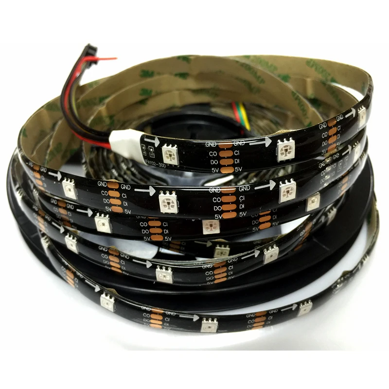 5 м 30 светодиодный s/M HD107S(аналог APA102/APA107) цветная(RGB) Светодиодные ленты 5050 цифровые гибкие светодиодные ленты Ambi светильник 5V черная печатная плата Водонепроницаемый IP65