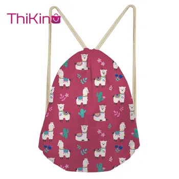 

Thikin Alpaca Cartoon Casual Sack Drawstring Bag for Women Travel Backpack Toddler Softback Lady Beach Mochila DrawString Bag