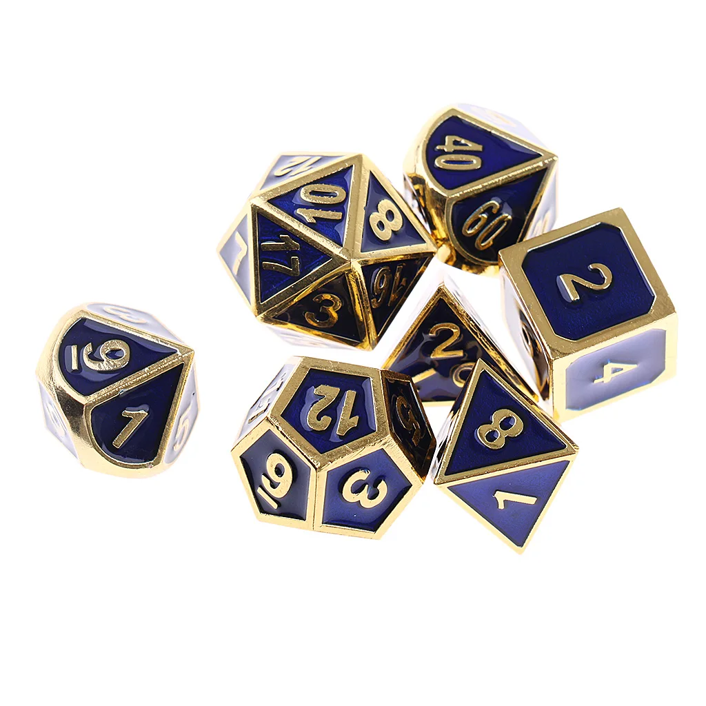 

14Pcs Alloy Dice D4-D20 Digital Polyhedral for Party Role Playing Game Toys