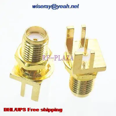 

DHL/EMS 500pcs Connector SMA female jack bulkhead solder PCB clip edge mount 9.0mm -A3