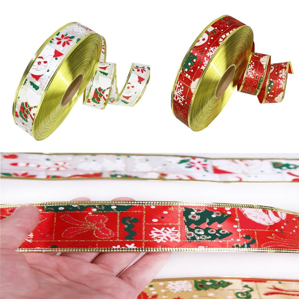 

Snowman Christmas Ribbons Xmas Trees Wreath Decor Snowflake Organza Ribbon DIY Gift Wrapping Party Christmas Ribbons Decoration