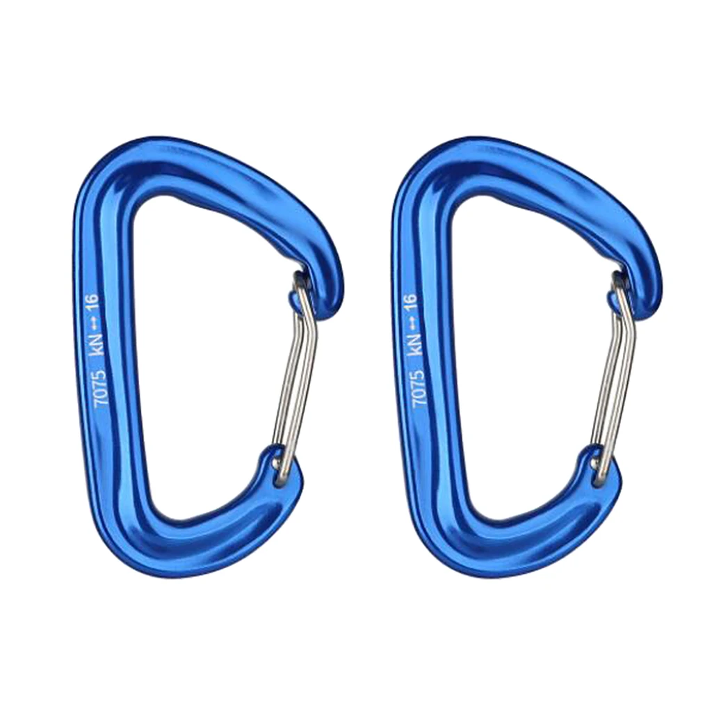2 Pcs D Shape Carabiner Clip Key  Holder Chain Cable Camping Hiking Hook