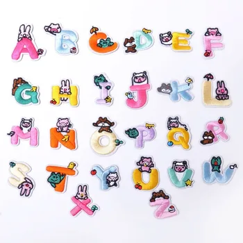 

100pcs/lot Embroidery Patches English Letters Clothing Decoration Accessories Cute Animals Diy Iron Heat Transfer Applique