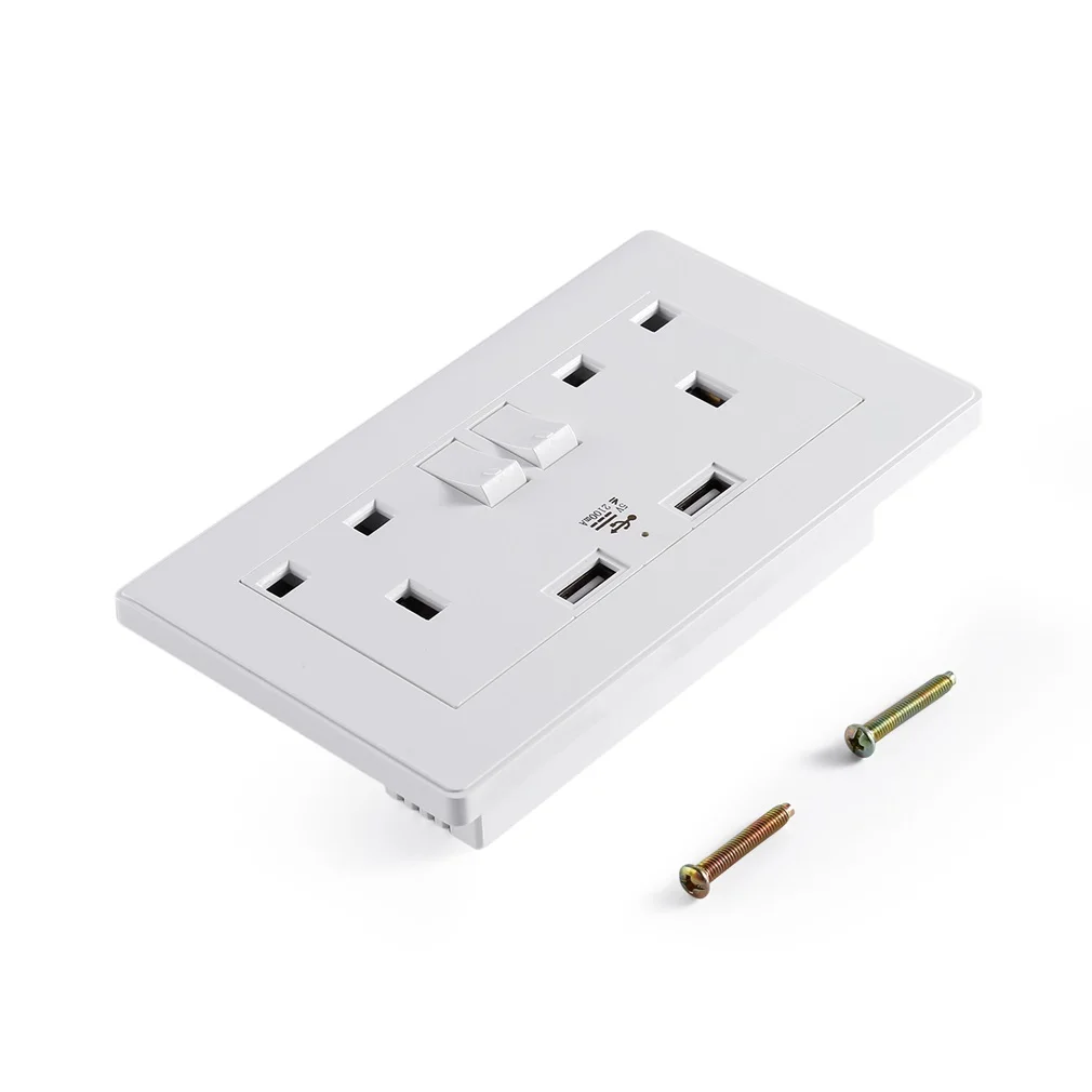 Одиночный/двойной AC 110 V-250 V UK розетка 2 USB 5VDC 2100mA зарядное устройство Выключатель