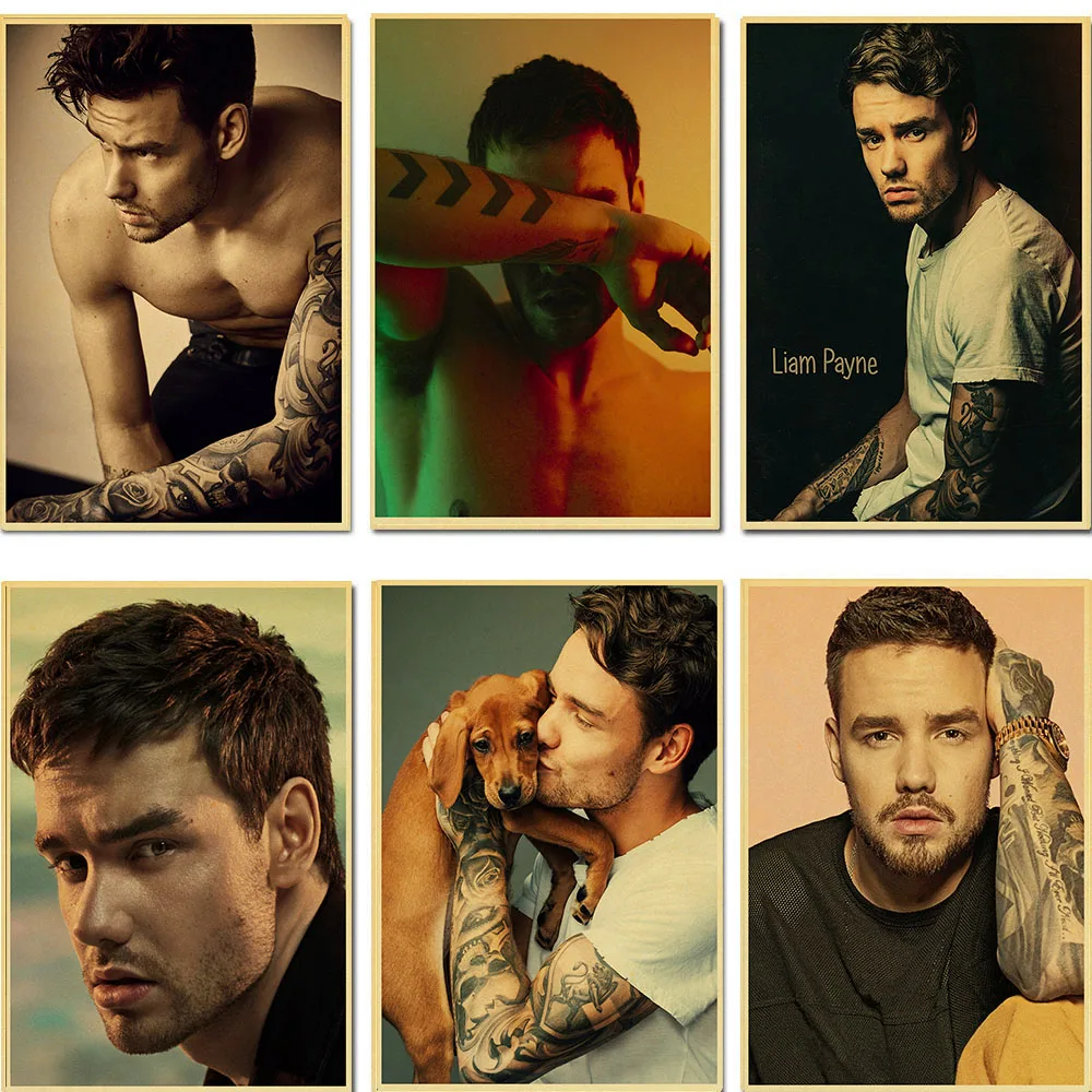 One Direction Member Singer Liam Payne Portrait Retro Vintage Poster Kraft Paper Painting Wall Art for home/bar Decors