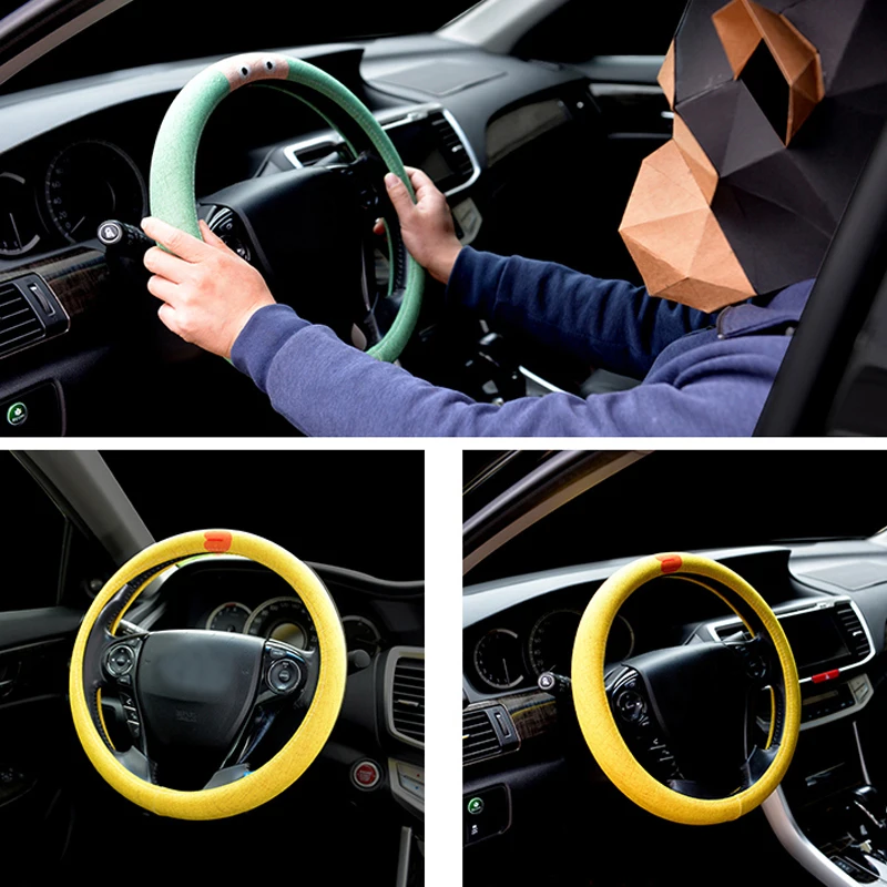 Автомобильный мультяшный льняной чехол на рулевое колесо автомобильные чехлы