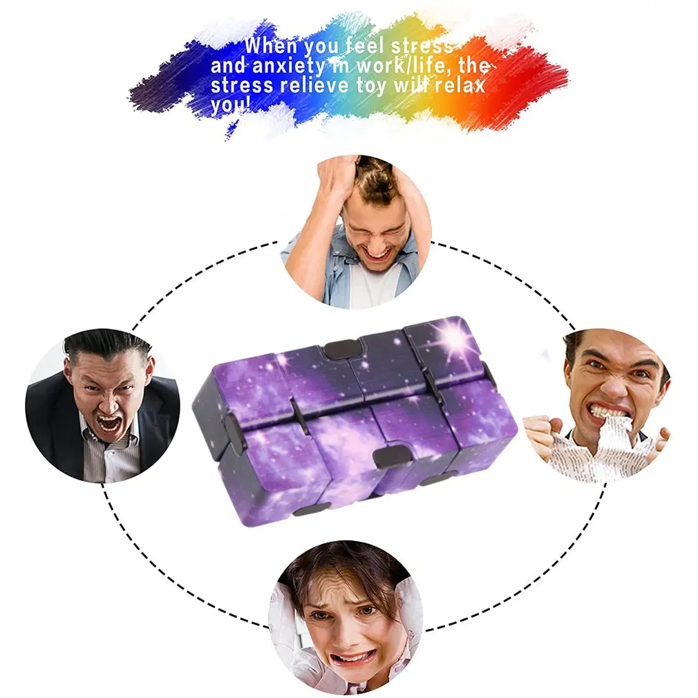 infinity cube galaxy fidget toy anti stress relief hand flip cube anxiety sensory toy for children autism adhd magic