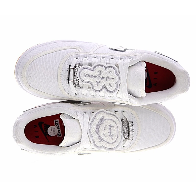Nike Air Force 1 Low принтом Трэвиса Скотта, Для женщин Скейтбординг обувь Для женщин на открытом воздухе кроссовки удобная обувь, белый, Цвет AQ4211-100