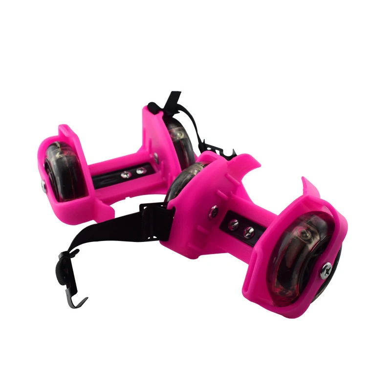 Детские четыре красочные мигающие роликовые безопасные ролики на пятку светящиеся колеса каблук Регулируемый просто прочный обувь для катания на коньках подарок для детей - Цвет: Pink