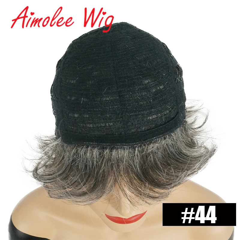 Synthetic Human Hair Wig Ombre Blonde Highlight Blend with Bangs Natural Wave for Women
