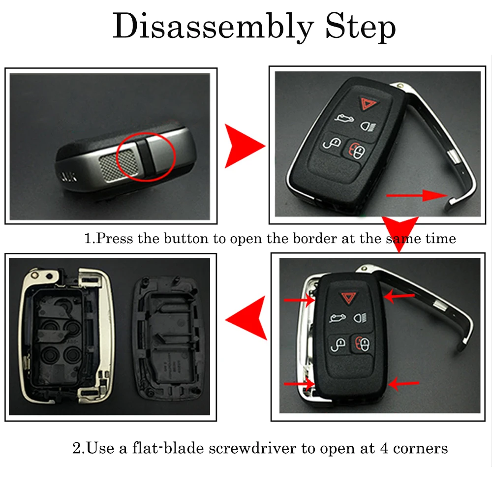 OKEYTECH FOR LAND ROVER DISCOVERY 4 SPORT FREELANDER CAR KEY SHELL SMART REMOTE FOB COVER CASE 5 BUTTON KEYLESS ENTRY ACCESSORIE
