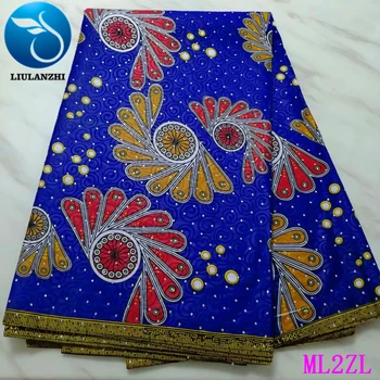 

LIULANZHI Ankara Fabric Wax Polyester African Prints Fabric 6 yards/piece New Polyester Wax with Stones ML2ZL36