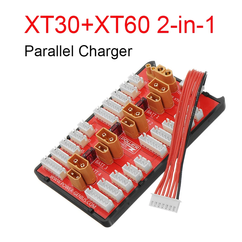Параллельная зарядная плата XT30 XT60 2 в 1 PG с разъемом поддерживает 4 упаковки 6S Lipo