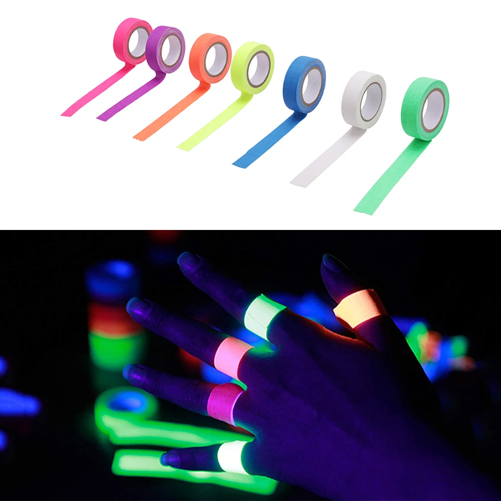 Светящаяся тканевая лента UV Blacklight реактивная светится в темноте лента Neon Gaffer флуоресценПредупреждение безопасности для домашнего декора 7 шт