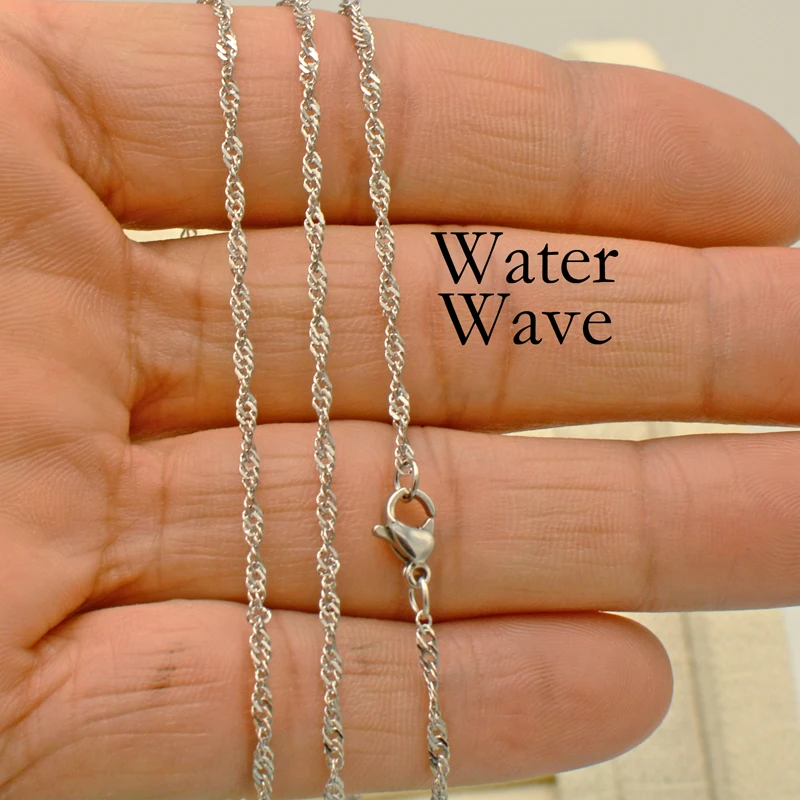 10pcs 18K Rose Gold Plated 2mm Water Wave Chain Necklace 16"-24" Wholesale lots 