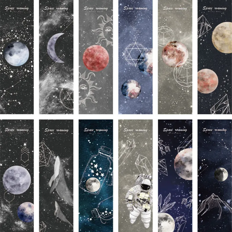 30pcs Bookmark Roaming Into Space Bullet Journaling Accessories Aesthetic Planet Astronaut Gifts Student Supplies Book Marker