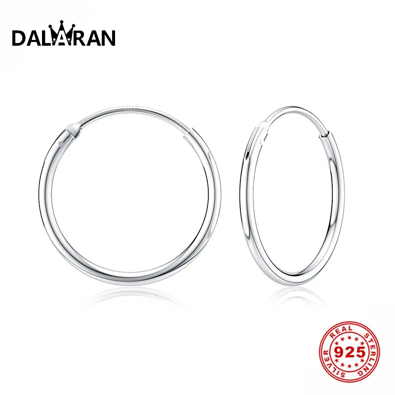 Hoop-Earrings Jewelry Circle Huggie 925-Sterling-Silver Women Fashion Simple Round DALARAN