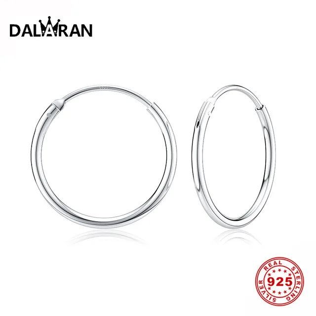 DALARAN Hoop Earrings 925 Sterling Silver Circle Round Huggie Hoop Earrings For Women Men Fashion Simple Jewelry 1