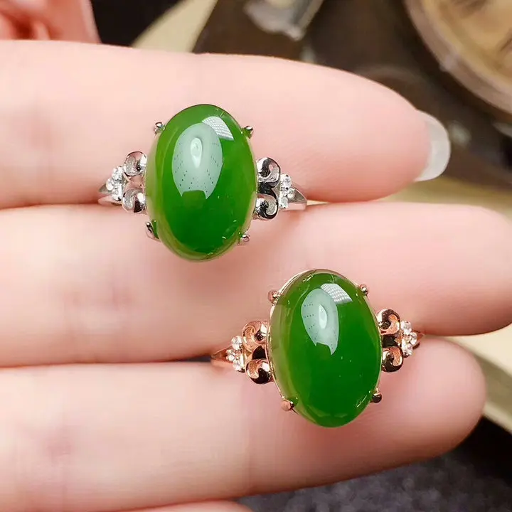 Натуральный Хотан jade Jasper кольцо женская мода Личность изумруд кольцо темперамент простой нефрит ювелирные изделия