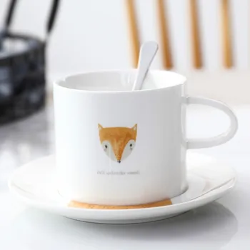 

Nordic Simple Animal Ceramic White Coffee Cup Porcelain Hand Painted Espresso Cups Xicara High Quality Teacup And Saucer II50BYD