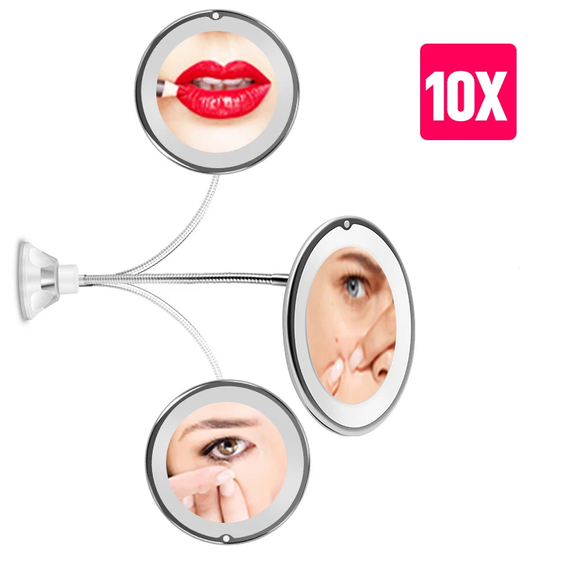 Светодиодный мини-зеркало для макияжа светодиодный зеркальце светильник компактное косметическое зеркало с подсветкой для макияжа увеличительное светодиодный увеличительное портативное зеркало карманное - Цвет: 10x M1