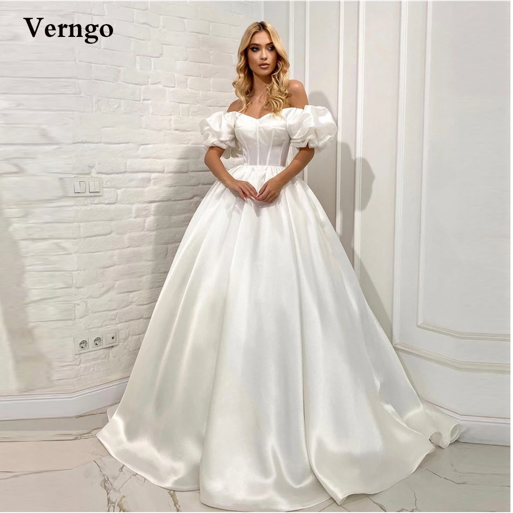 Verngo Korea Silk Satin A Line Wedding Dresess Off the