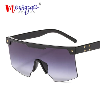 

Oversized sunglasses women vintage brand pentagram rivet driving gradient sun glasses men flat top big frame retro eyewear UV400