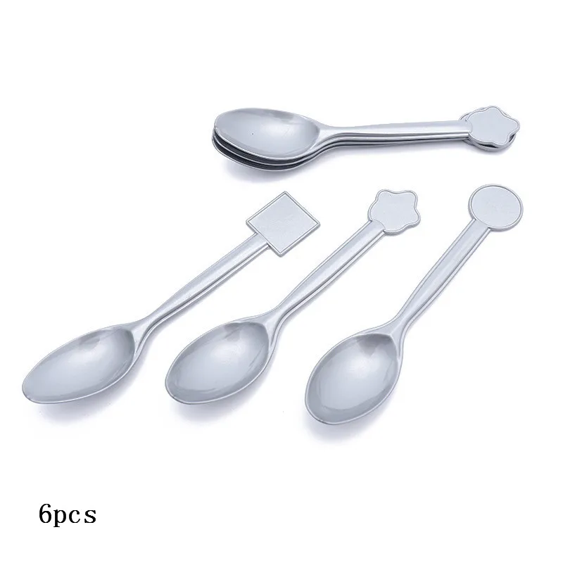 Spoon 6pcs Праздничный набор для девочек на день рождения, столовая посуда, серебряная детская скатерть с русалочкой, Детские вечерние столовые приборы, тарелка, чашка - Цвет: Spoon 6pcs