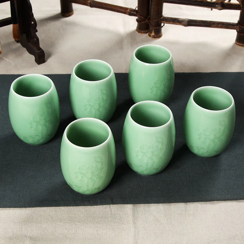 Чайная чашка, фарфоровая керамическая чайная чашка, 200 мл, Longquan, Celadon, чашка для воды, мастерские чашки, кружка для кофе, молока, чайная посуда, домашняя посуда для напитков, контейнер